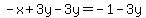 -x%2B3y-3y=-1-3y