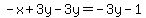 -x%2B3y-3y=-3y-1