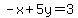 -x%2B5y=3