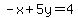 -x%2B5y=4