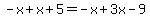 \"-x%2Bx%2B5=-x%2B3x-9\"