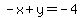 -x%2By=-4