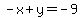 -x%2By=-9