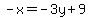 -x=-3y%2B9