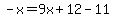-x=9x%2B12-11