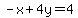 -x+%2B+4y=+4