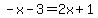 -x-3=2x%2B1