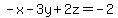 -x-3y%2B2z=-2