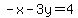 -x-3y=4