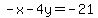 -x-4y=-21