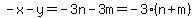 -x-y=-3n-3m=-3%28n%2Bm%29