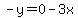 -y=0-3x
