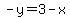 -y=3-x