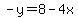 -y=8-4x