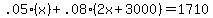 .05%28x%29%2B.08%282x%2B3000%29+=+1710