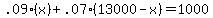 .09%28x%29%2B.07%2813000-x%29+=+1000