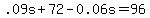 .09s%2B+72-0.06s++=+96
