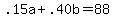 .15a%2B.40b=88