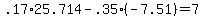 .17%2A25.714+-+.35%2A%28-7.51%29+=+7