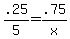 .25%2F5=.75%2Fx
