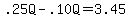 .25Q-.10Q=3.45