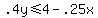 .4y%3C=4-.25x