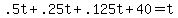 .5t%2B.25t%2B.125t%2B40=t