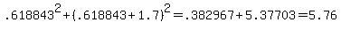 .618843%5E2%2B%28.618843%2B1.7%29%5E2=.382967%2B5.37703=5.76