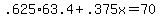 .625%2A63.4+%2B+.375x+=+70