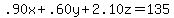 .90x%2B.60y%2B2.10z=135