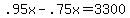 .95x-.75x=3300