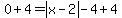 0%2B4+=+abs%28x-2%29+-+4%2B4