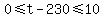 0%3C=t-230%3C=10