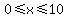 0%3C=x%3C=10