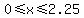 0%3C=x%3C=2.25