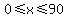 0%3C=x%3C=90