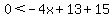0%3C-4x%2B13%2B15