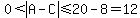 0%3Cabs%28A-C%29%3C=20-8=12