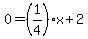 0=%281%2F4%29x+%2B+2