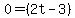 0=%282t+-3%29