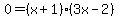 0=%28x%2B1%29%283x-2%29