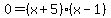 0=%28x%2B5%29%28x-1%29