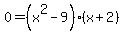 0=+%28x%5E2+-+9%29%28x%2B2%29