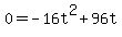 0=+-16t%5E2+%2B+96t