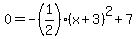 0=-%281%2F2%29%28x%2B3%29%5E2%2B7