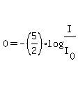 0=-%285%2F2%29log%28I%2FI%5B0%5D%29