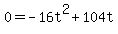 0=-16t%5E2%2B104t