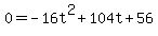 0=-16t%5E2%2B104t%2B56