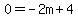 0=-2m%2B4
