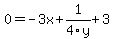 0=-3x%2B1%2F4y%2B3